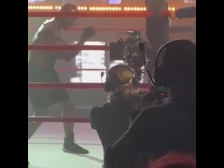 evander holyfield worked for the camera in the boxing ring