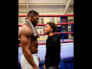 anthony joshua practices the battle of the eyes