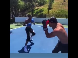 sparring on the basketball court