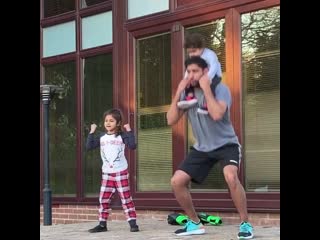 amir khan teaches his young daughters to play sports