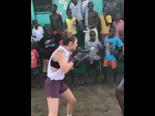 african teens boxing training