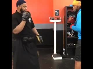 practicing a counterattack in boxing working series