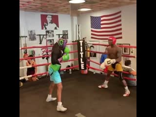 self-confident boxer working like floyd