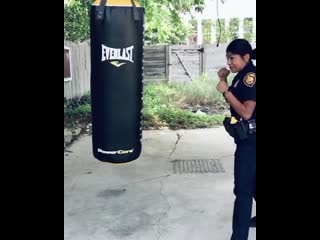 beautiful police officer shows how she fights crime