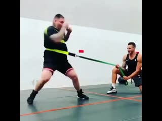 andy ruiz working on hitting speed