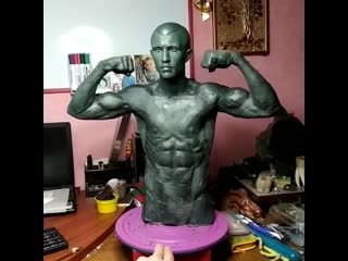 ukrainian sculptor creates a statue of lomachenko