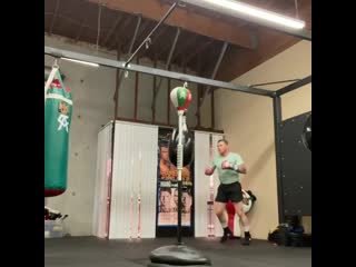 canelo alvarez works on the punching bag