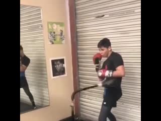 ryan garcia training on an air bag