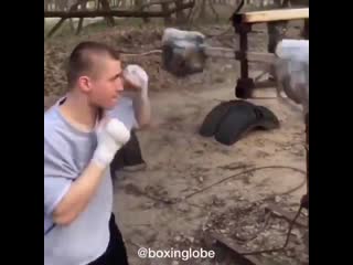 boxing training on the street in an old school manner