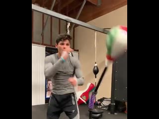 ryan garcia working on a pneumatic bag