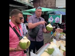 egis klimas and vasily lomachenko decided to ride on a coconut tree in thailand