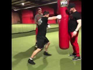 spot accented work on a heavy bag