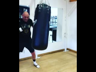 tyson fury's work on a heavy bag