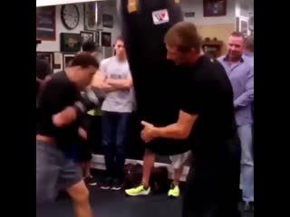 archived video. strength training by ruslan provodnikov on a heavy bag