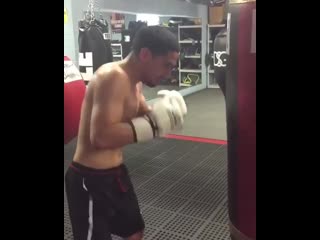 danny garcia strength training on a heavy bag