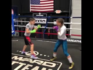 joint training in america of a talented ukrainian kira makogonenko and a mexican boy