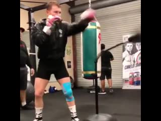 canelo alvarez working on a pneumatic bag