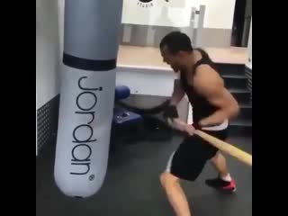 practicing hitting the liver with a bat