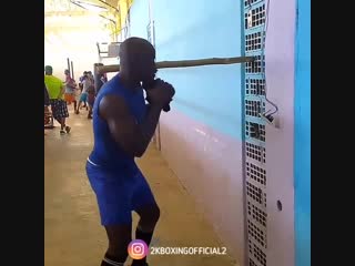 african boxer working on his defense.