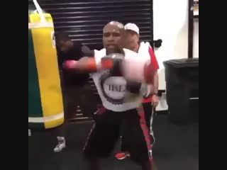 masterwork by floyd mayweather on a pneumatic bag