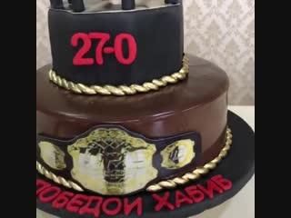 cake given to khabib nurmagomedov in honor of his 27th victory over conor mcgregor.