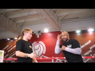 the legendary roy jones jr gave a master class at the boxing academy.