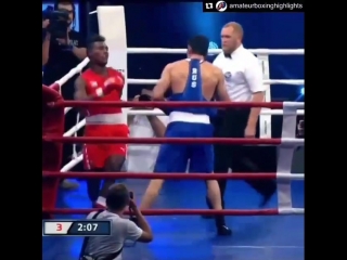 boxing match of the cuban team against the russian team.