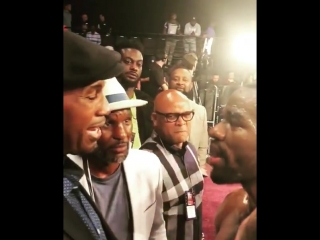 lennox lewis and bernard hopkins instructed the young boxer after the fight.