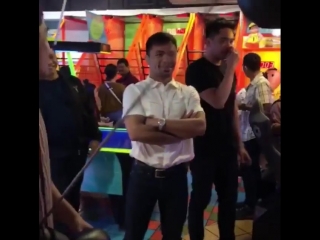 manny pacquiao's eldest son shows off his punching power.