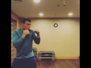 grigory drozd maintains his athletic form by shadow boxing.