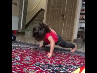 push-ups on one arm from a 4-year-old teen.