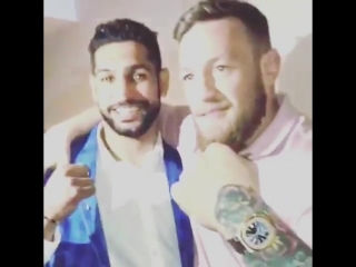 amir khan meeting with conor mcgregor in belfast, ireland.