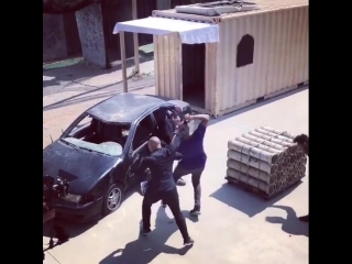 anderson spider silva is filming some action movie.