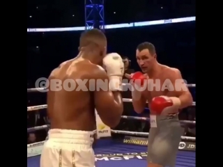 the reaction of anthony joshua in a fight with wladimir klitschko.