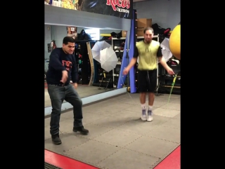 danny garcia and his dad are having fun in training.