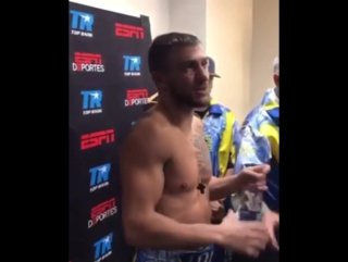 a small interview with vasily lomachenko after the fight with guillermo rigondeaux.