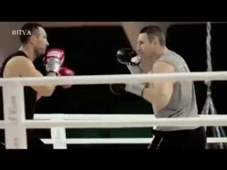 joint training of the klitschko brothers before the fight with tyson fury.