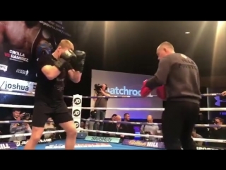 open training of alexander povetkin before the fight with david price.