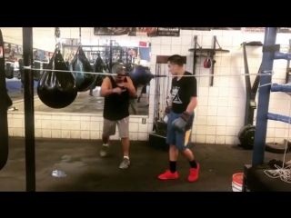 training in the boxing gym golden boy promotion.