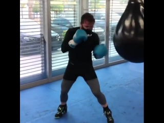 saul alvarez works on a pear.