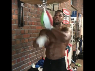 the work of anthony joshua on a pneumatic bag.